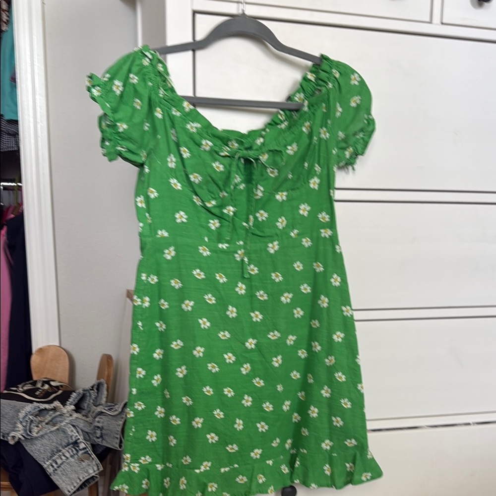 Urban Outfitters Green Flutter Sleeve Sundress